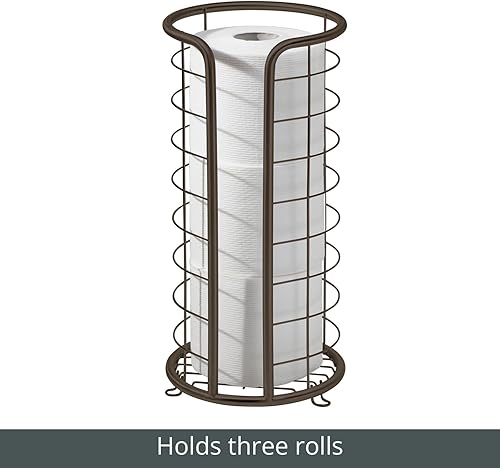 Miniatura 4 de mDesign - Soporte de metal para papel higiénico con 3 rollos de papel higiénico para cuarto de baño o sala de polvo, Metal, Cromado, paquete de de 1