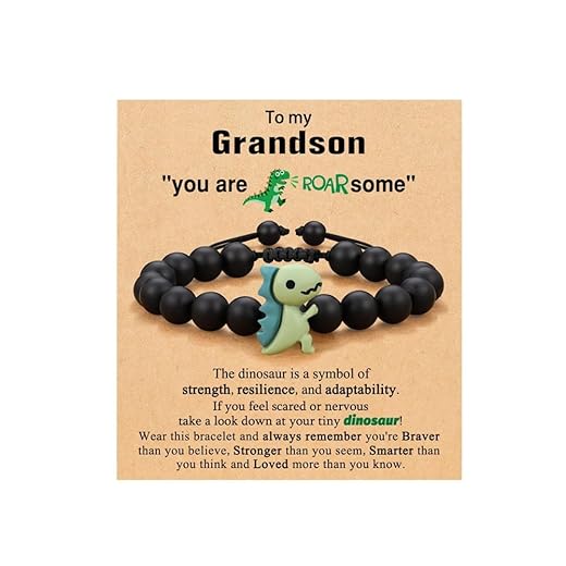Fuqimanman2020 Dinosaur bracelet for sons and grandchildren on school Day/Frist Day/birthday adjustable cartoon bracelet with cardstock
