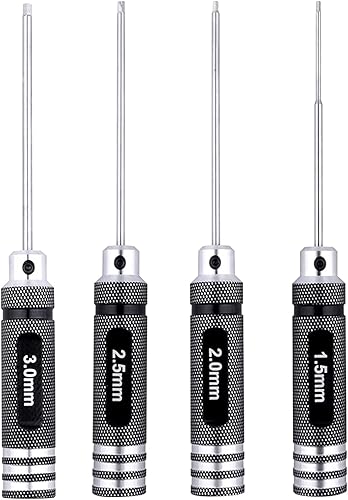 Juego de destornilladores hexagonales de titanio de 0.059in0.079in0.098in0.118in, juego de herramientas RC para FPV Racing Drone RC cuadricóptero