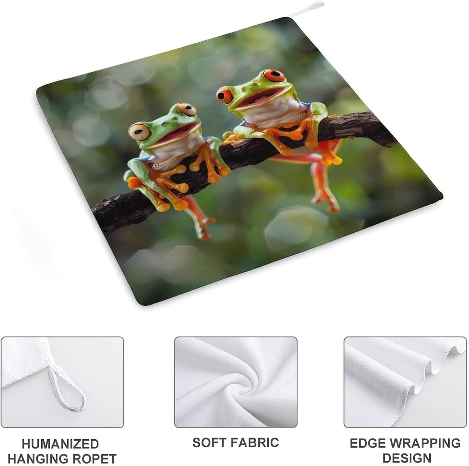 Tree Frog, Flying Frog Hand Towels for Bathroom Kitchen Towels Small Towel Handkerchiefs with Hanging Loop 4PCS