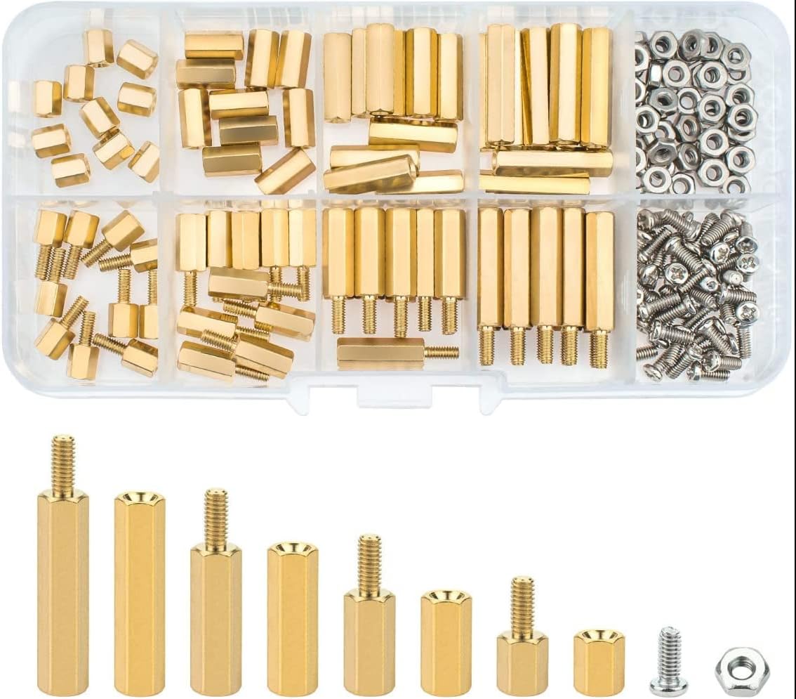180pcs M2.5 Standoff Kit M2.5 Male Female Hex Brass Spacer Standoff