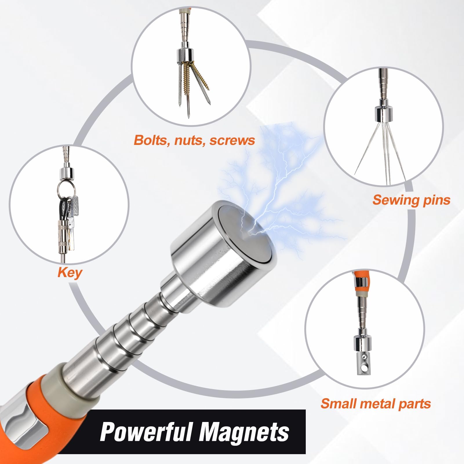 LEONTOOL 20 Lbs Magnetic Telescoping Pick Up Tool Extends from 7 to 30 inches Telescopic Magnet Stick Extension Tool Extendable Pickup Useful for Hard-to-Reach - Image 3