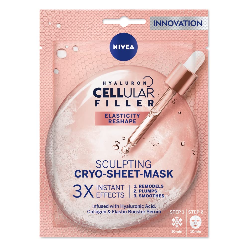 NIVEA Cellular Expert Lift Pure Bakuchiol Sculpting Face Sheet Mask (1pc), Wrinkle-Reducing Face Mask Firms and Improves Texture, Cleansing Face Mask with Hyaluronic Acid