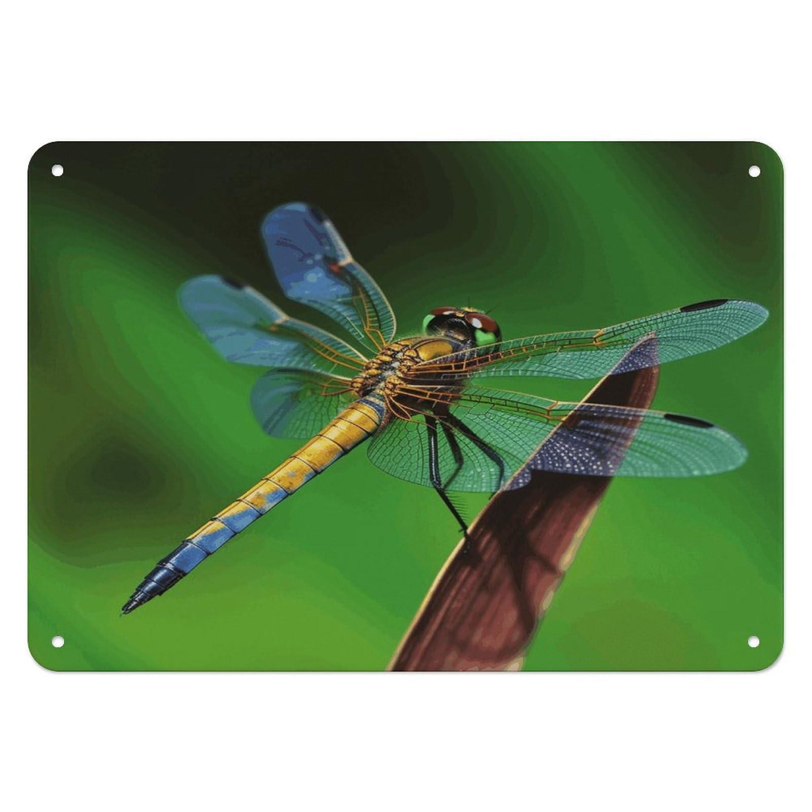 Fodpand Style Dragonfly Retro Vintage Metal Tin Sign,Wall Art Decor Garden Plaque Poster For Bedrooms Yard Bars Pubs Patios Porches 7.9X5.5 Inch