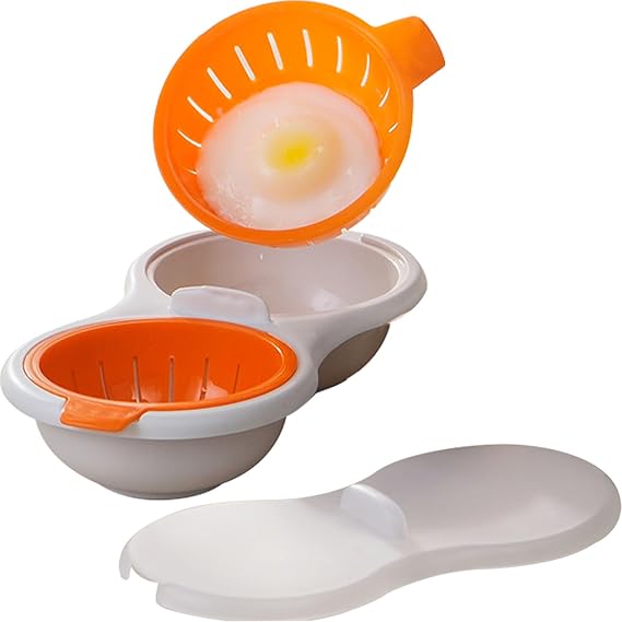 Microwave Egg Poacher, Egg Cooker Microwavable 2 Cavity