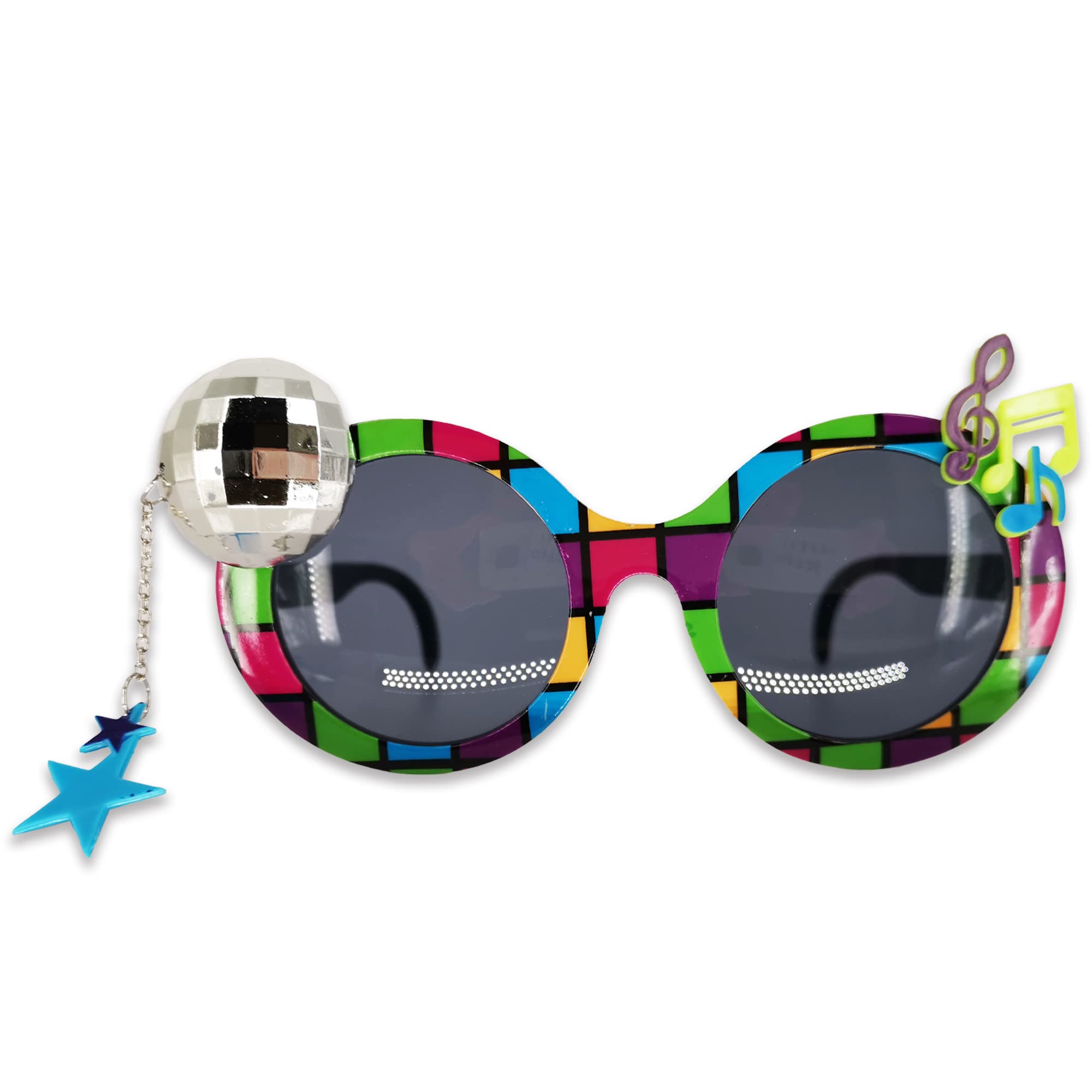 Retro Party 80s Disco Ball Musical Notes Novelty Sunglasses For Adults