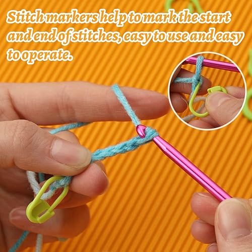 Miniatura 5 de Zlulary Juego de 86 ganchos de ganchillo, juego de agujas de ganchillo con agujas de tejer, marcadores de puntada, estuche de gancho de ganchillo y