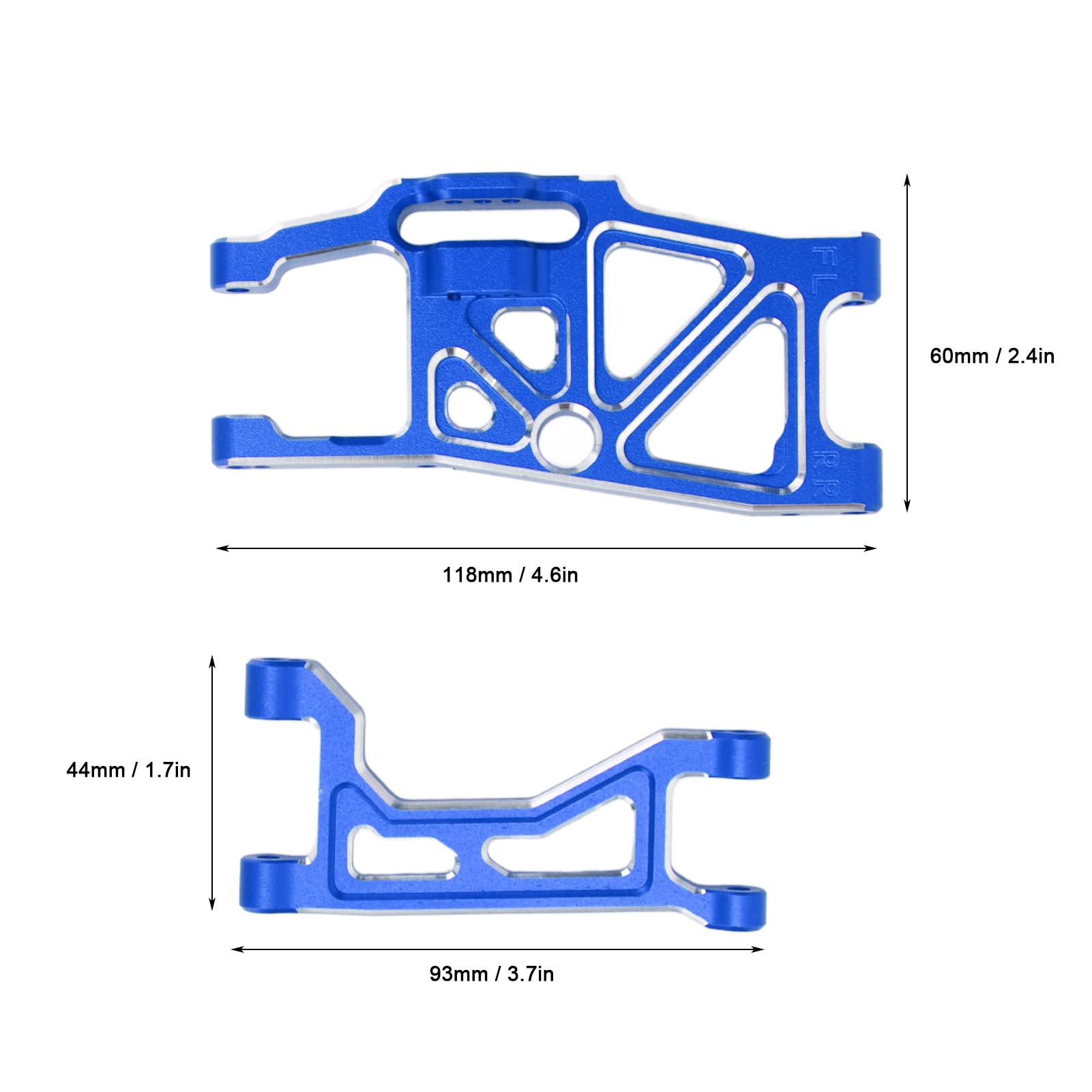 Bardzo wytrzymałe, trwałe, odporne na zużycie części do samochodów Traxxas 1/10 MAXX 2.0 RC ze stopu aluminium przód tył u góry dolne ramiona do zawieszenia 4-częściowy zestaw (ciemnoniebieski)