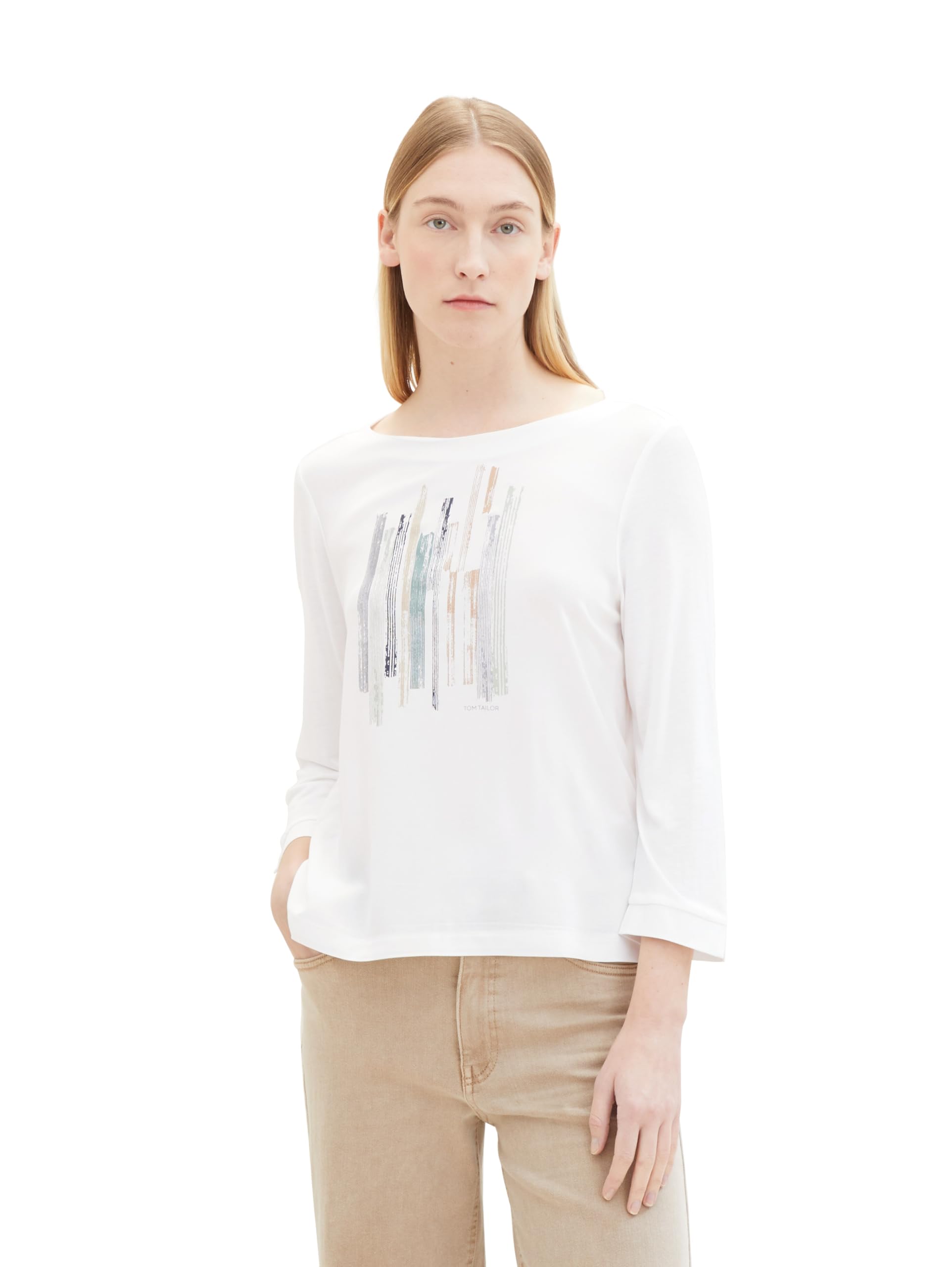 TOM TAILOR Women's T-Shirt, 10315 Whisper White, Large