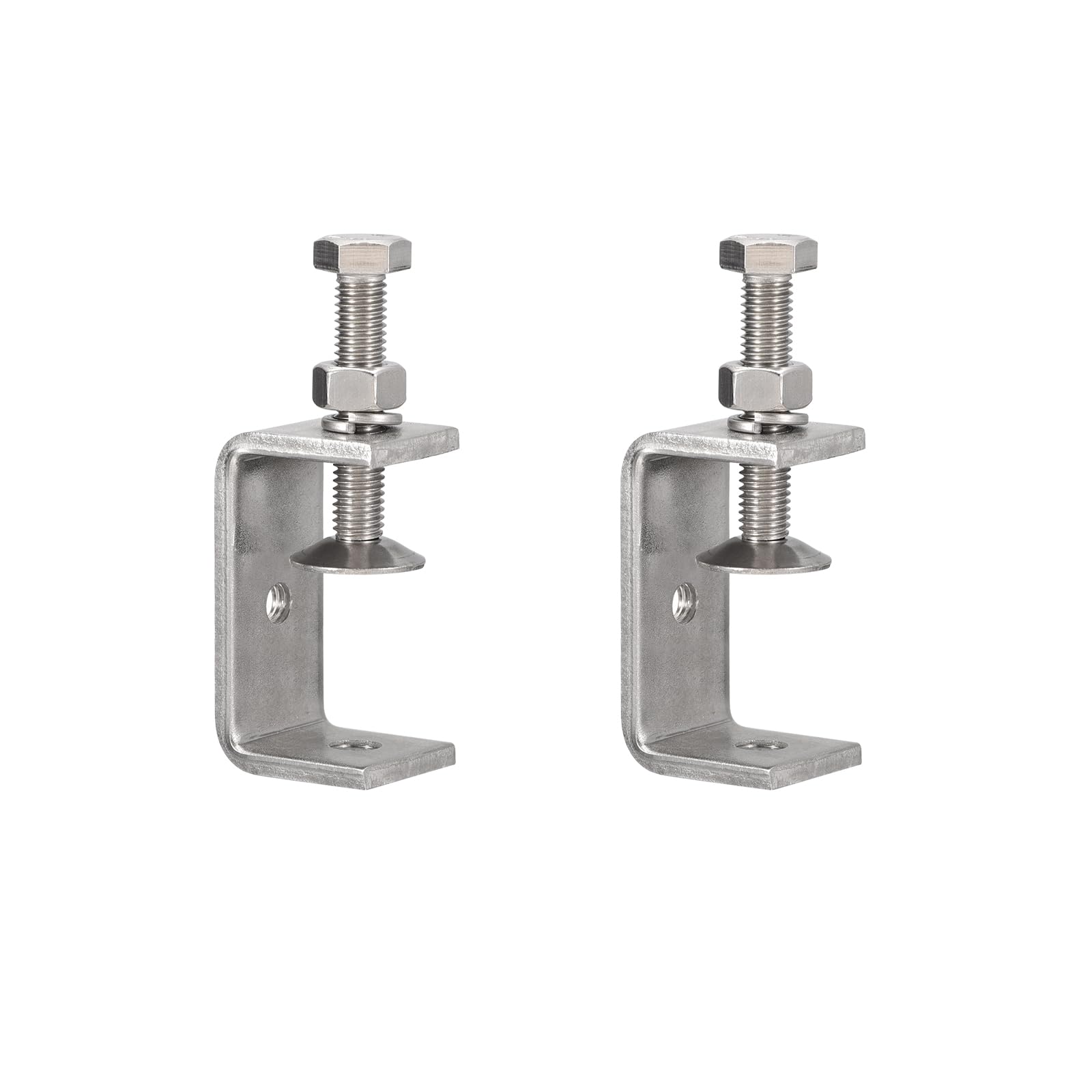 Awclub 2 Pack 304 Stainless Steel C Clamps with 55mm/2.17" Stable Wide Jaw Opening Tiger Clamp for Woodworking Welding Construction Household Mount