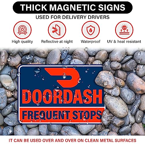 Image of (3 Pack) Heavy Duty Doordash Car Magnets Door Signs for Delivery Drivers, Dashers Accessories (Blue Background)