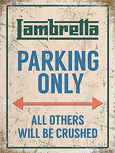 Og Lambretta Parking Only Piccolo Segno di Acciaio...
