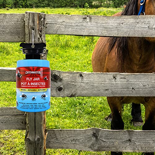 Catchmaster Reusable Fly Traps Outdoor Jar 4-Pack, Bug Catcher And Flying Insect Trap With Natural Attractant For Pest Control, Pet Safe, Non Toxic Bulk Fly Bait Traps #TOP3
