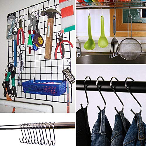 LOYMR 6 Pack 4.7 Inches Extra Large S Shape Hooks Heavy-Duty Metal Hanging Hooks Apply Kitchenware Bathroom Utensils Plants Towels Gardening Multiple uses Tools (Silver)