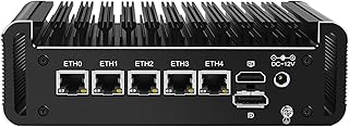KingnovyPC Firewall Micro Appliance Celeron J6413, 5 Port i226-V 2.5G LAN Fanless Mini PC,16GB+128GB Gigabit Ethernet AES-NI VPN Router Openwrt Barebone