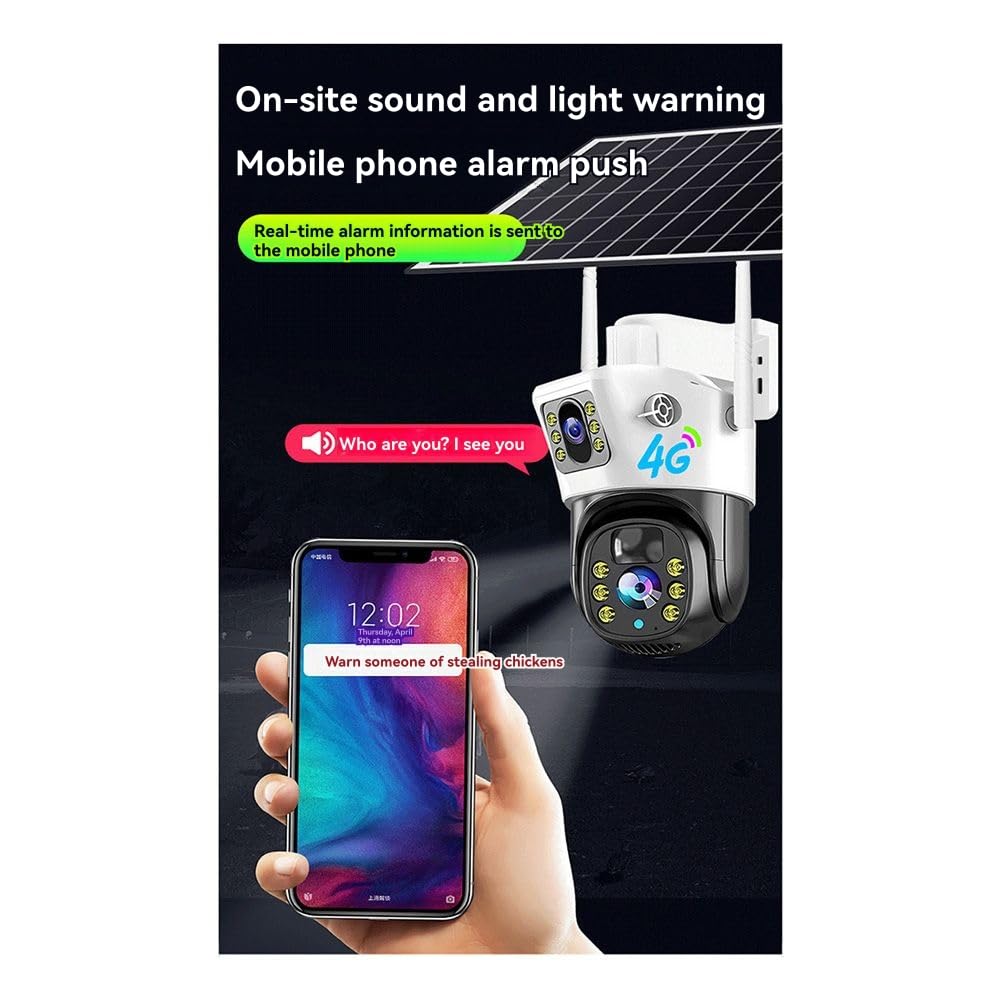 V380 zewnętrzna kamera 6 MP 4G z systemem monitoringu IP z panelem słonecznym, obsługuje kolorową kamerę do wykrywania ruchu PIR