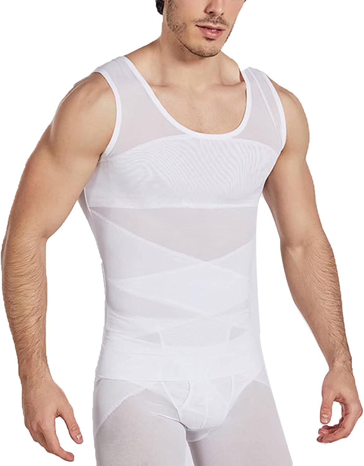 Mens Mesh Shaper Tummy Back Support Vest Shapewear Tops for Men