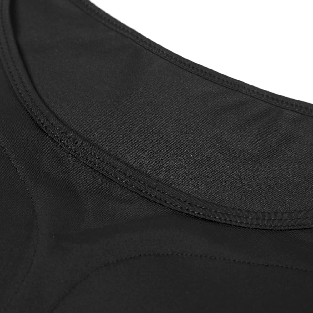 Bslingerie Camicia da uomo imbottita a compressione muscolare con finto potenziatore di petto e spalle, intimo invernale a maniche lunghe, nero, taglie S-XXL