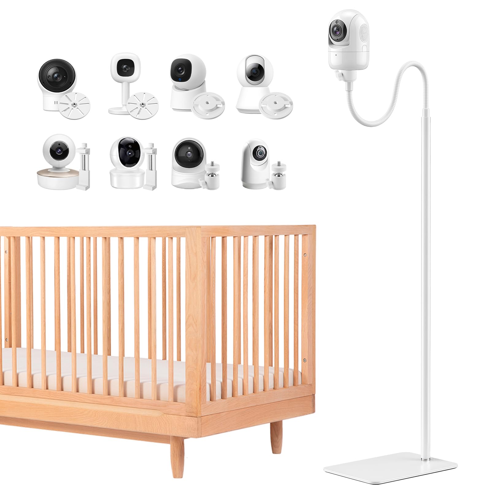 Support universel pour moniteur de bébé, hauteur réglable de 95 à 175 cm, compatible avec HelloBaby, VTech, TP-Link, Babysense, Boifun et toutes les caméras avec support de moniteur bébé à vis 6,35 mm