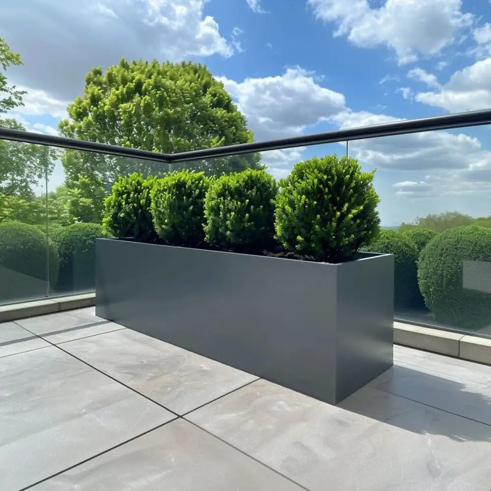 Tulipy 1.2m/1m/75cm/70cm Zinc Galvanised Trough Planter | No Assembly Needed | Lightweight (Matte Grey, L100cm x W40cm x H40cm)