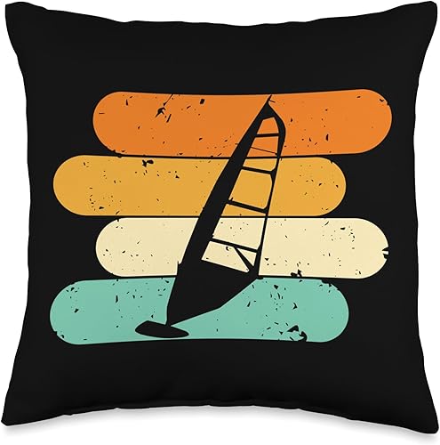 Miniatura 4 de Windsurfer Windsurfing Windsurf Kitesurfing Motifs Retro Surfing Surfer Kitesurfer Windsurfer Throw Pillow, 18x18, Multicolor