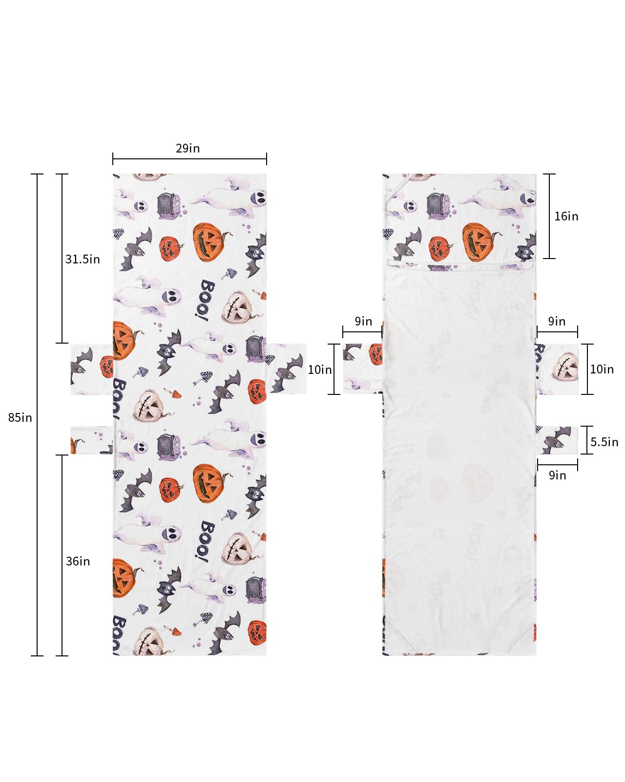 Halloween Beach Lounge Chair Towel Cover, Soft Chaise Lounge Towel with Side Pockets Patio Pool Chairs Cover for Beach/Pool Sunbathing 29x85 Horror Orange Pumpkin Ghost Bat Boo White