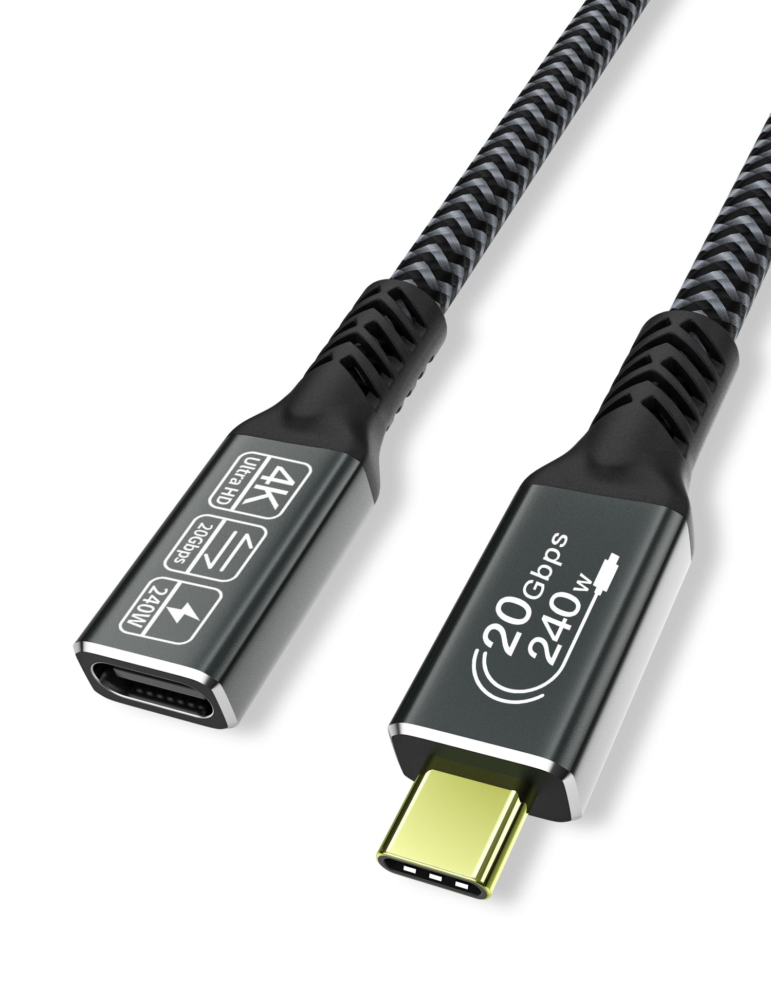 CAKOBLE prolunga usb c 1m, Prolunga USB C Maschio Femmina prolunga usb 3.2, Supporta 20 Gpbs Sync 240 W 4K@60Hz di Ricarica per iPhone 16/15 Pro Max, MacBook Air/Pro, Pad, Galaxy S24/S23