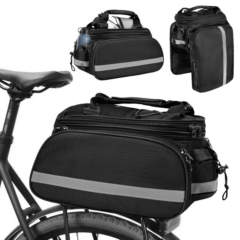 Borsa Bici Posteriore Doppia, 10-20L Borse Impermeabili per Portapacchi, Borsa 3 in 1, Zaino Portatile Multifunzione per Esterni