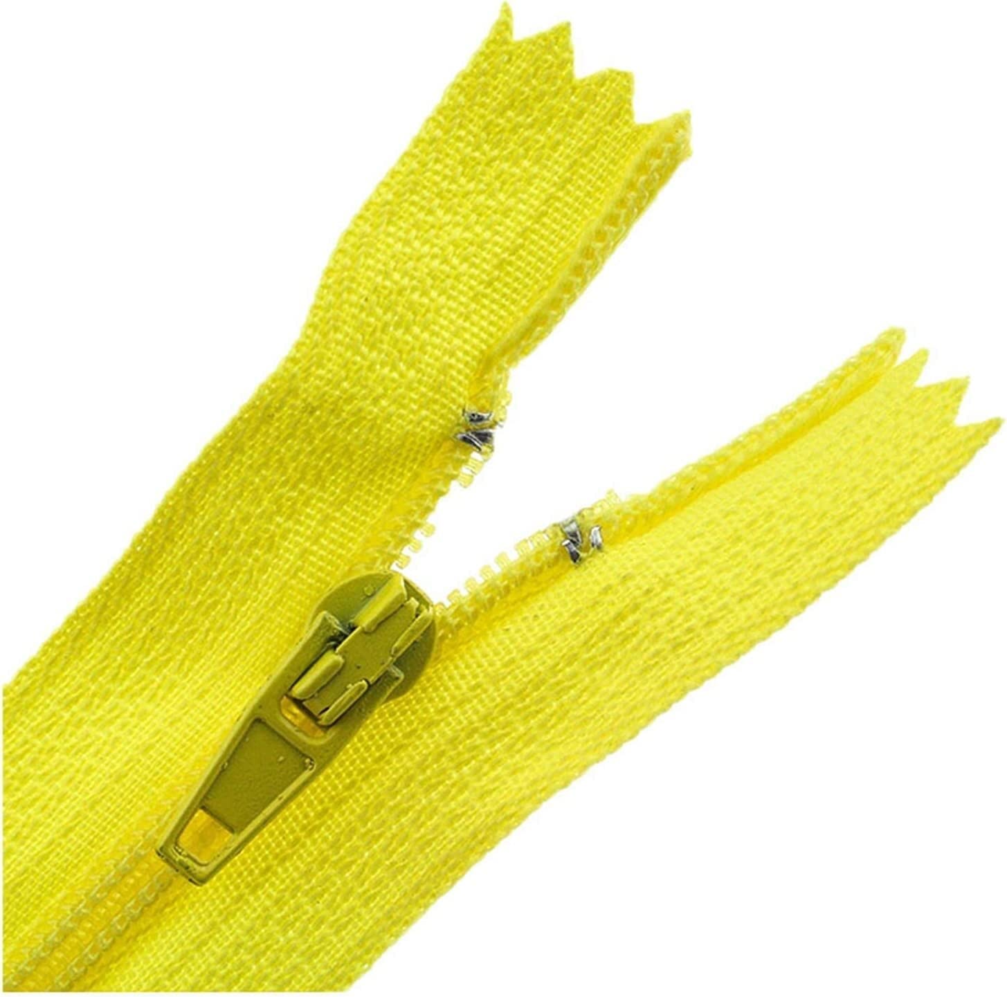 DSESS Zipper Tape#3 Metal Nylon Coil Zippers，5Pcs Nylon Sewing Zippers, Supplies Zippers for DIY Sewing Craft Tailor Bag Garment(Yellow,20cm)