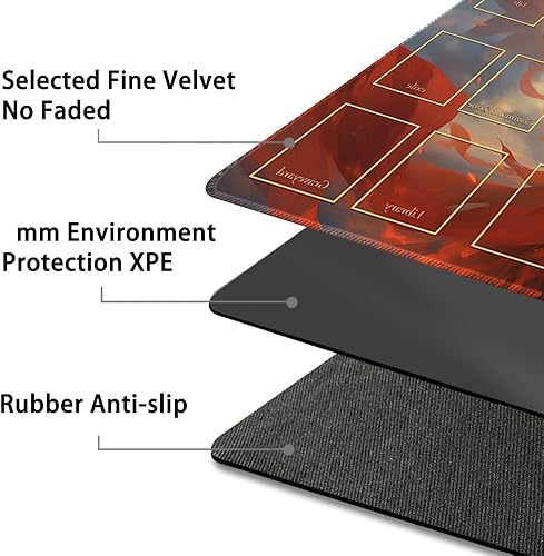 Miniatura 142 de Tapete de juego MTG cosido de alta calidad con zonas y parte trasera de goma antideslizante, tapete de juego TCG para MTG y otros juegos de cartas