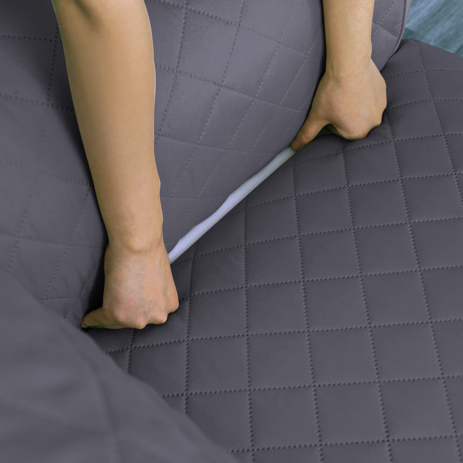 Copridivano 3 Posti con Penisola Impermeabile, Copridivano Penisola Destra/Sinistra Universale Reversibile, Copri Divano Antigraffio Indispensabile per Animali Domestici ( L 250CM, Grigio Scuro)