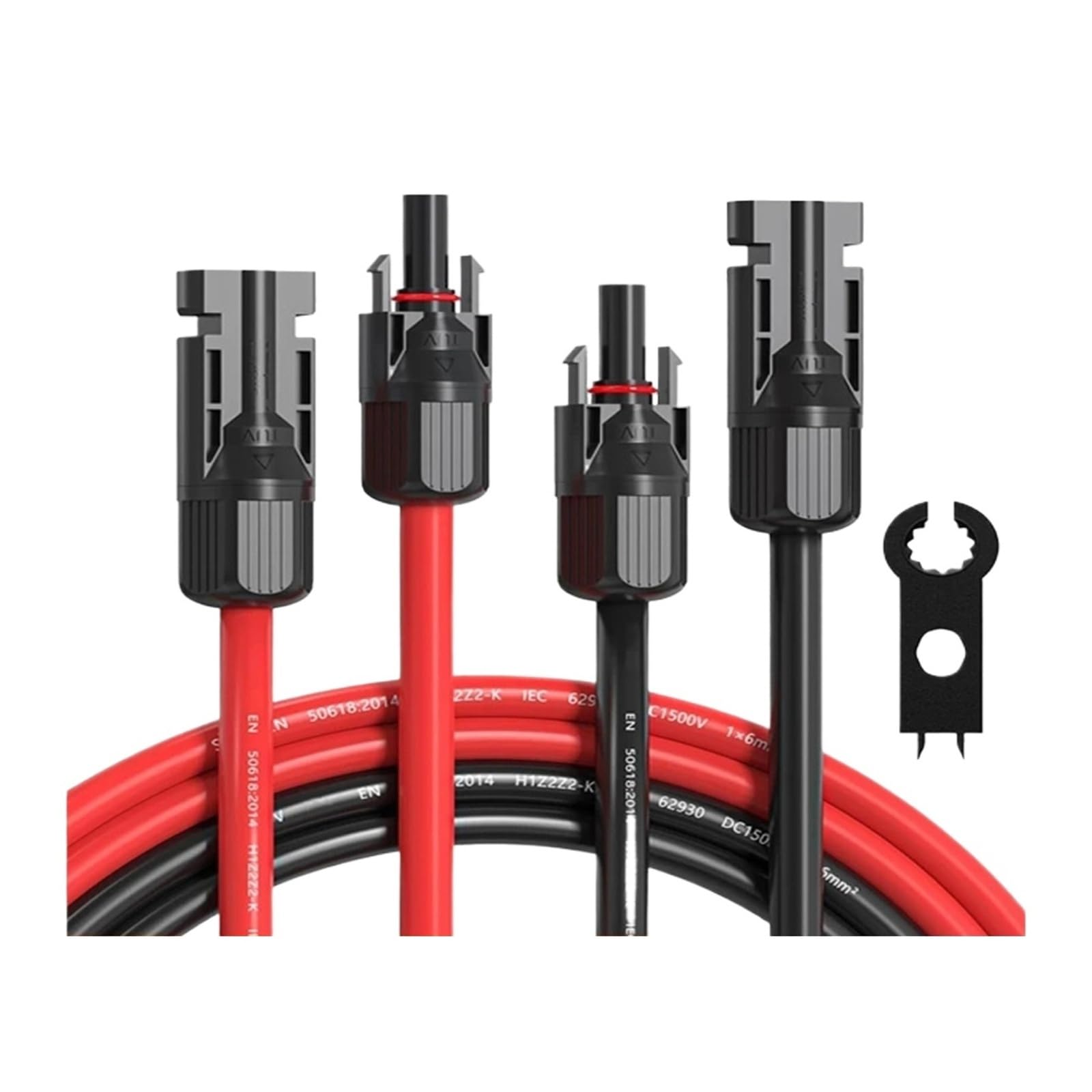 Cable solar de 10 AWG, cable de extensión de panel solar, cable de cobre, cable de conexión solar IP67 para sistema solar de autocaravana, barco (5 metros)