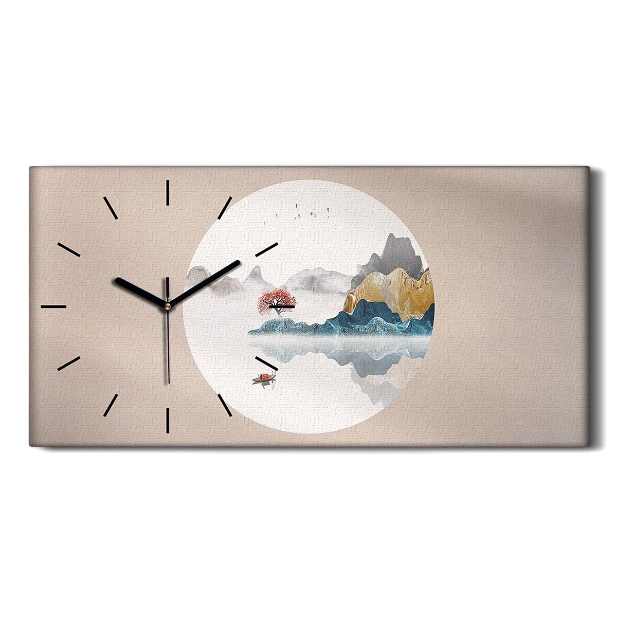 Horloge Silencieuse Ne Pas Tic Tac - Toile Abstraite Montagnes Asiatiques