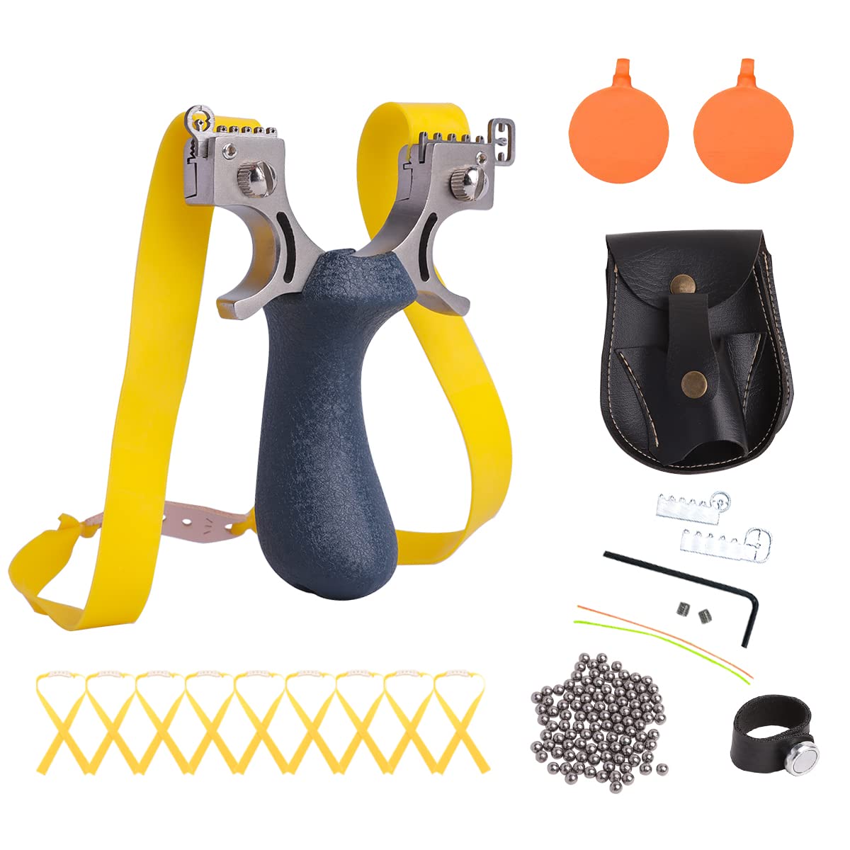 Slingshots for Hunting Professional Slingshots Set Hunting Slingshot for Outdoor Catapult Game (Blue, Stainless-Steel)