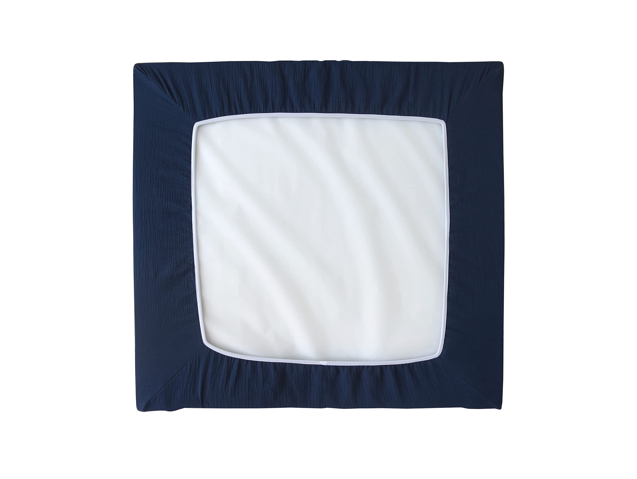Blausberg Baby - Bezug kompatibel mit IKEA-Wickelauflage Vädra 74x80 cm – in Dunkelblau - aus 100% Baumwolle-Musslin, Oeko-Tex ® Standard 100 zertifiziert