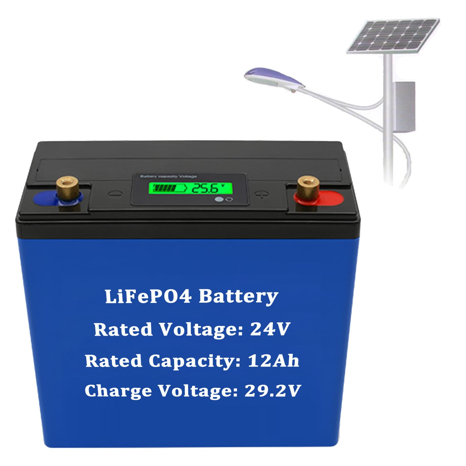 Batteria LiFePO4 24V 12Ah Batteria al litio 12Ah Batterie a ciclo profondo 24V Batterie di ricambio per pannelli solari per motore da 200W - 300W con BMS e display,24v12ah 1pack