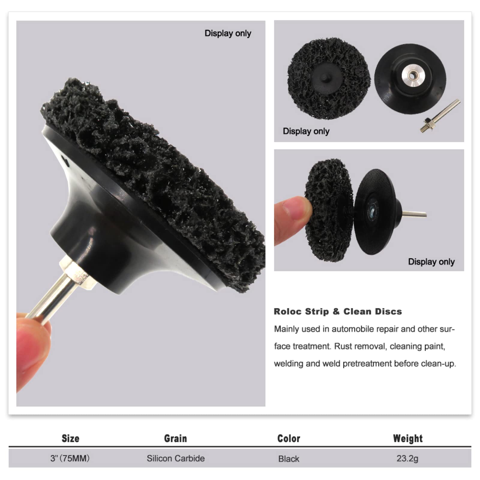 20 Piezas De 3 "y 75mm De Cambio Rápido, Fácil Tira Y Discos De Limpieza, Negro Para Eliminación De Óxido De Pintura, Preparación Automática De Superficies, Herramientas De Pulido Abrasivo