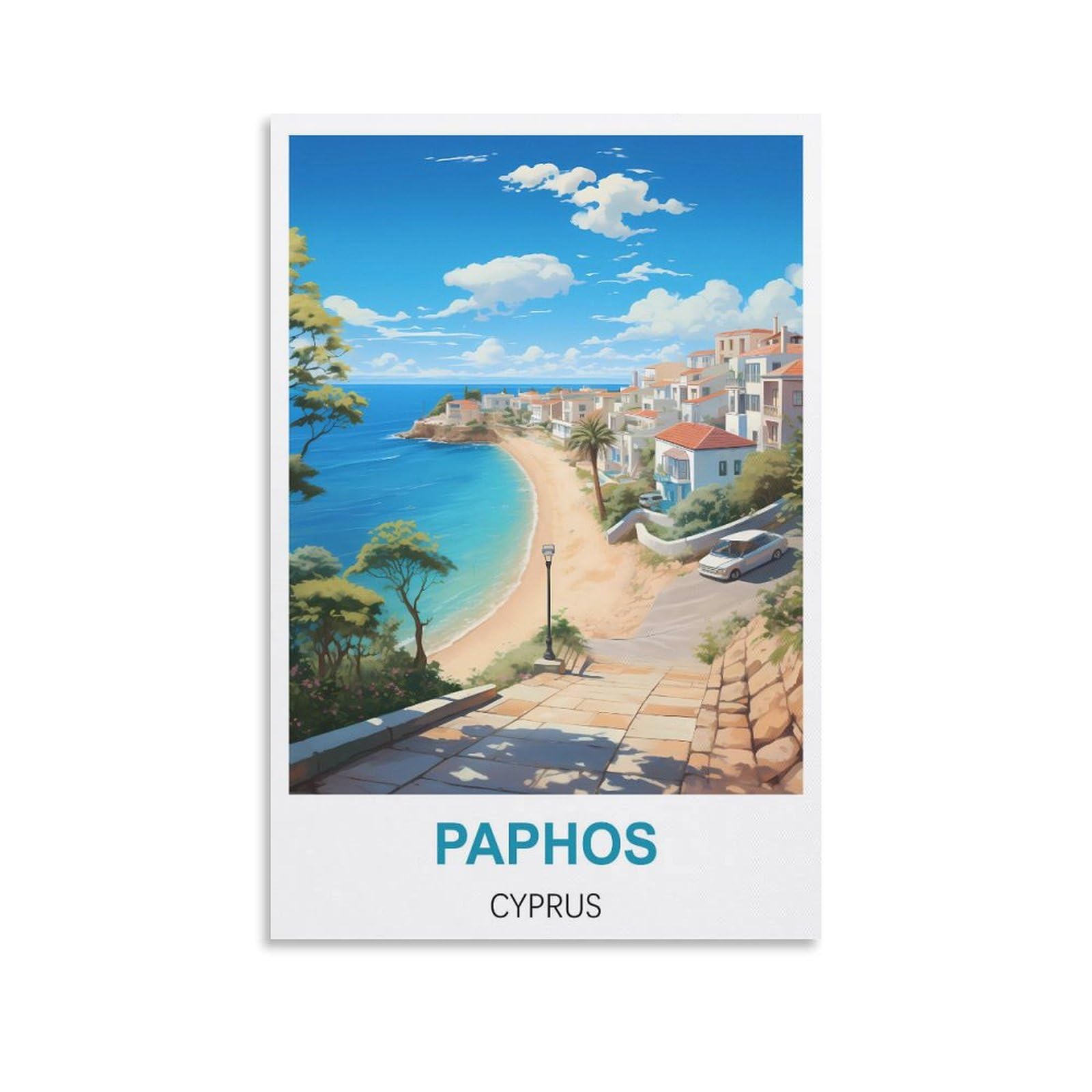 Xllyxygjq Unframe-Style Paphos Cyprus Vintage Travel Posters 08X12inch(20X30cm) Canvas Wall Art Poster Print Artwork Painting Picture For Home Decoration Living Room Office Bedroom