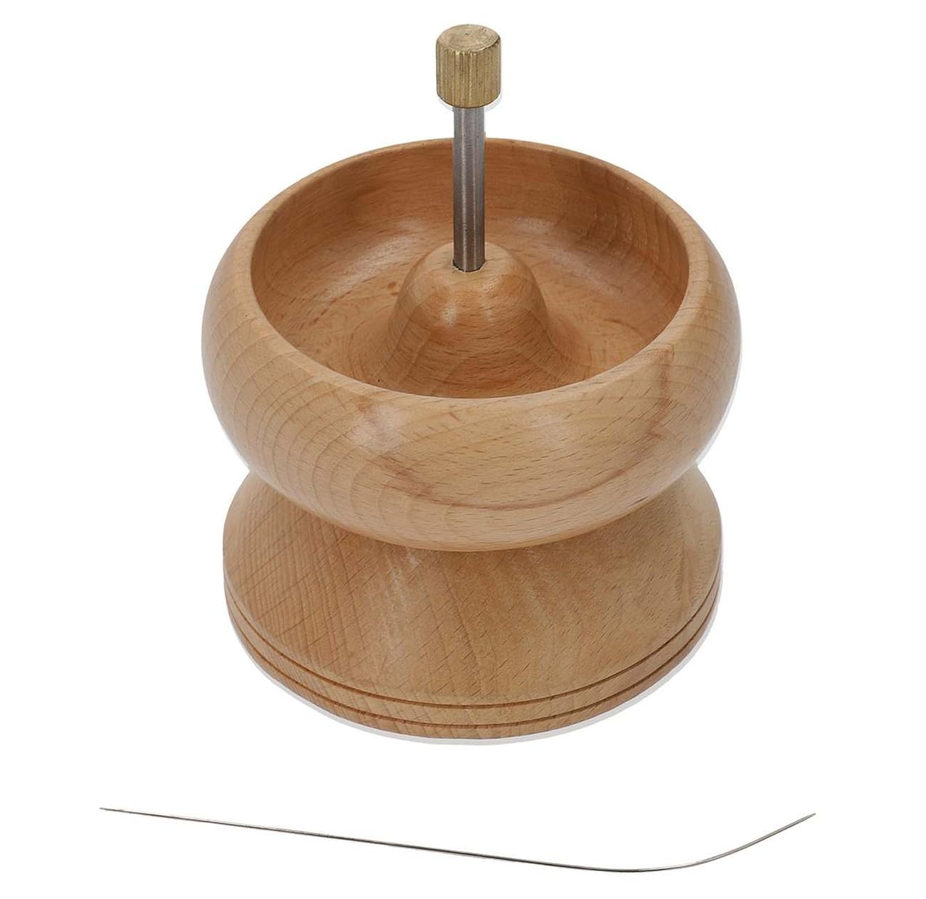 TJC Bead Spinner for Jewellery Making Effortless Rotating Pine Wood Clay Bead Spinner with 1 Curved Big Eye Beading Needle DIY Wooden Beading Tool Beading Supplies for Making Bracelets, Necklace