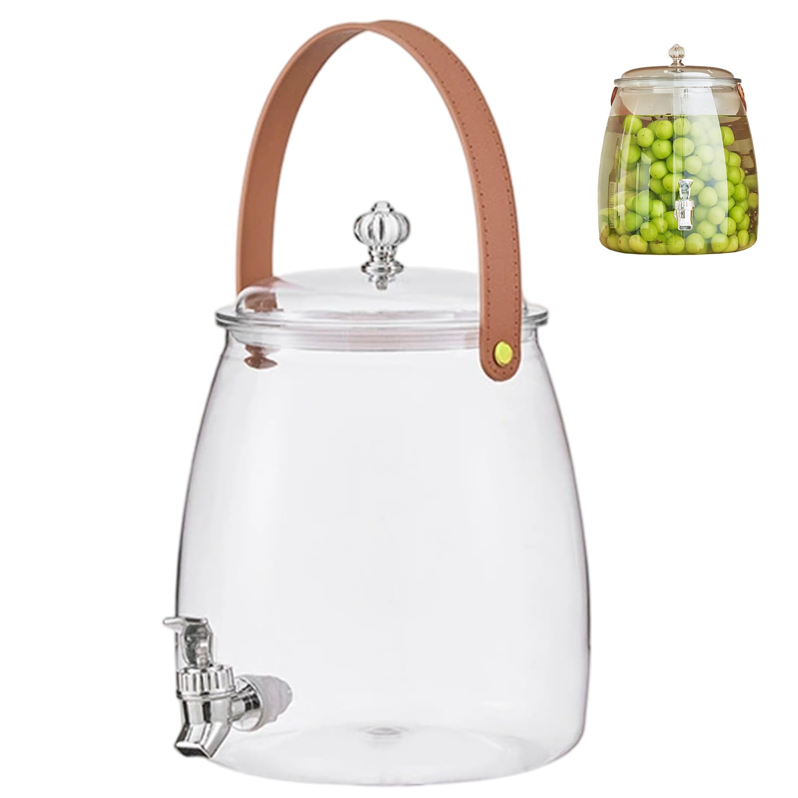 Dispensador de bebidas 5L Dispensador de bebidas de plástico transparente con espiga y tapas a prueba de fugas Jugo de jarra de refrigerador de apertura, jarra de refrigerador, agua.