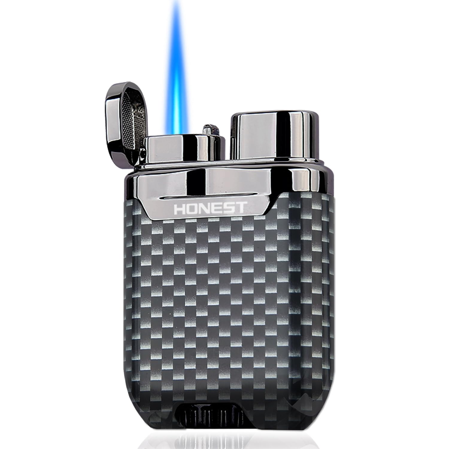 Torch Lighter Butane Windproof Lighter Mens Gifts Lighter for Candle Camping Family Use (Carbon)
