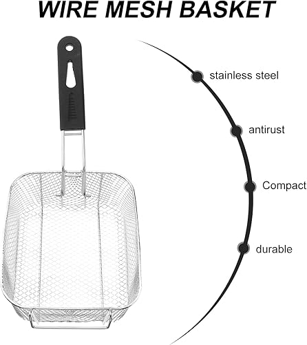 Miniatura 3 de BESTonZON Cesta mediana de acero inoxidable para freír con chispas francesas, para servir alimentos, con asa, apta para ollas de hasta 56 L