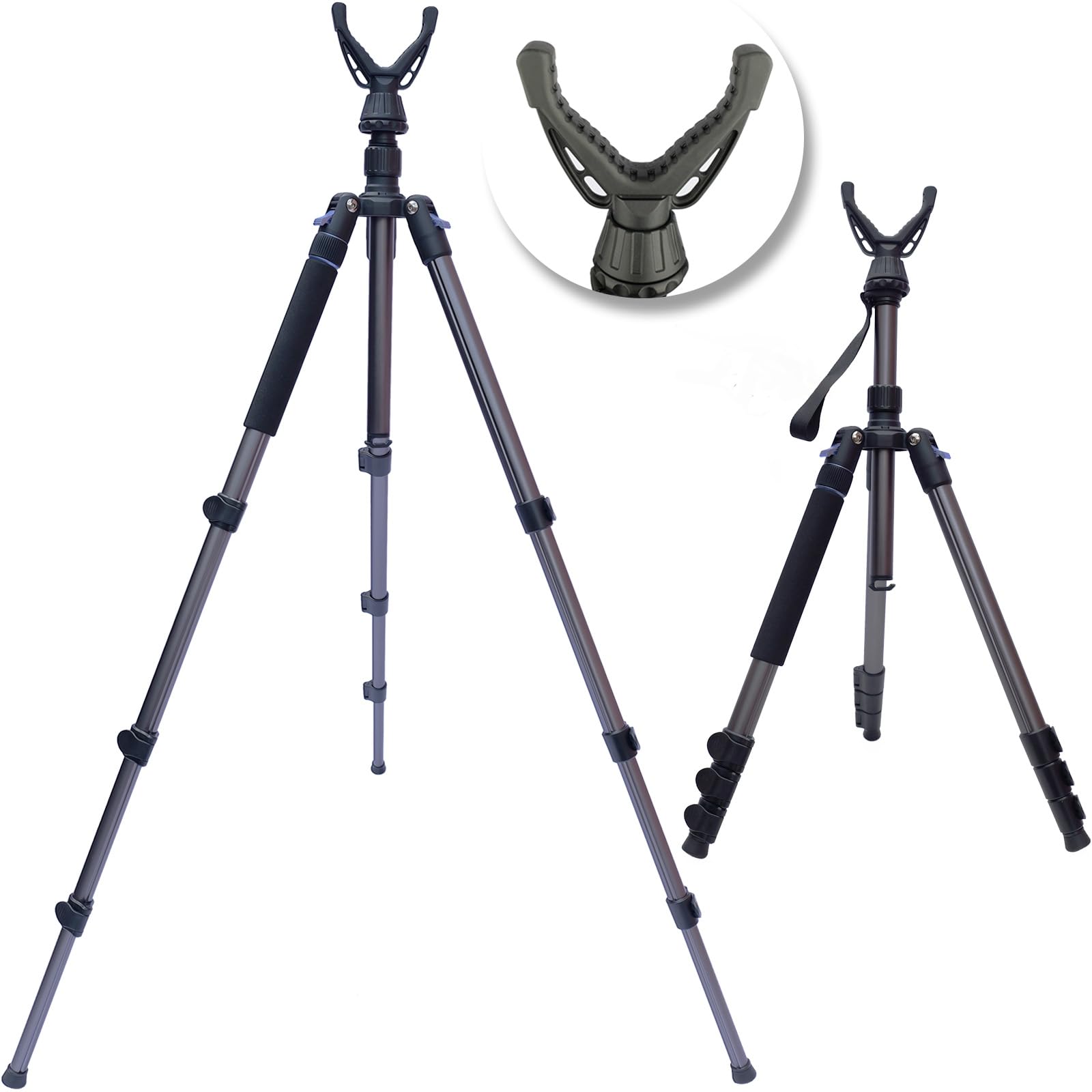 Adjustable Shooting Tripod for Rifles Shooting Stick Level-Lock 3-in-1 Tripod Monopod Bipod, 22.8″-61″ Height, Lightweight Aluminum Alloy with Carrying Bag, Stable Rifle Rest for Hunting &amp; Outdoor