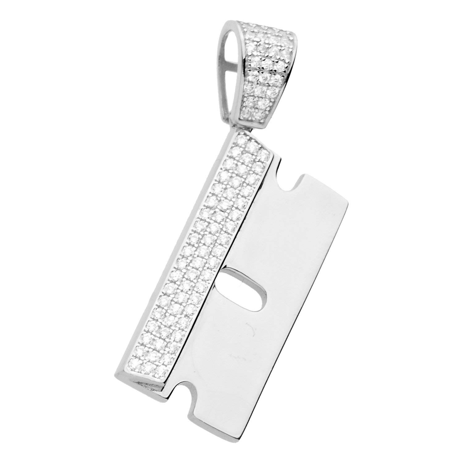 Premium Bling - 925 Sterling Silver Razor Blade Pendant : Amazon