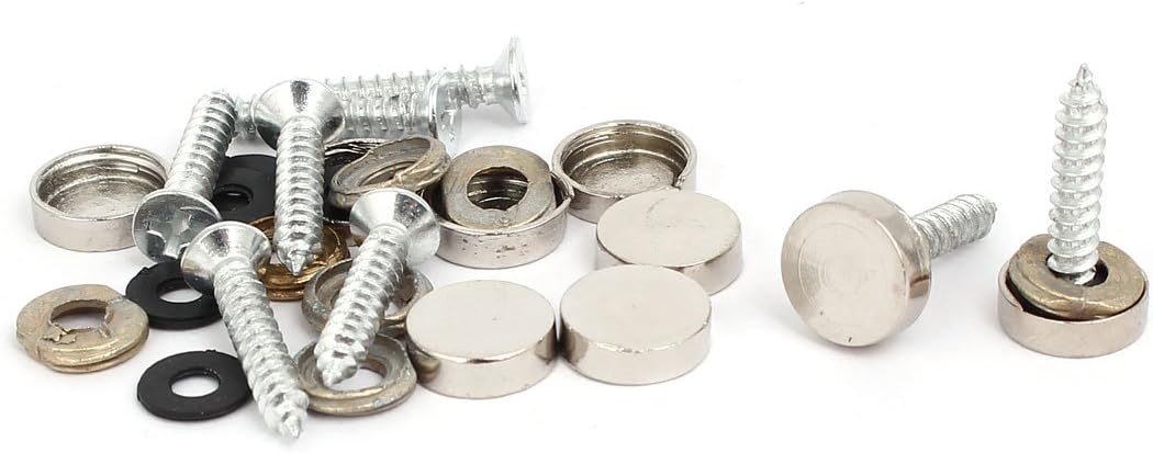 10mm Diameter Quality Parts Cap Advertising Glass Mirror Screw Nail Silver Tone 8pcs Model:50as328qo761