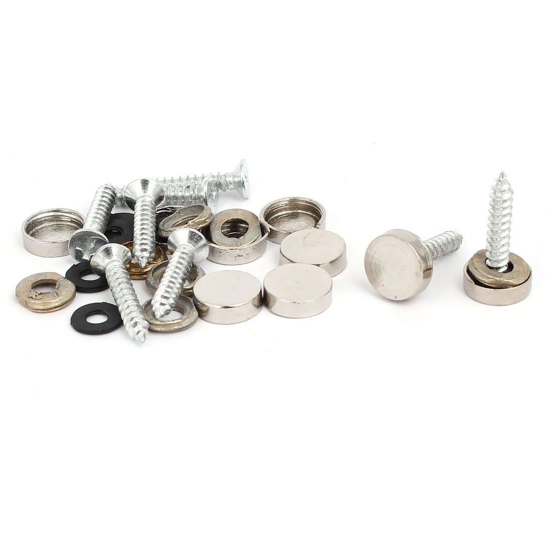Aexit 10mm Diameter Quality Parts Cap Advertising Glass Mirror Screw Nail Silver Tone 8pcs Model:50as328qo761