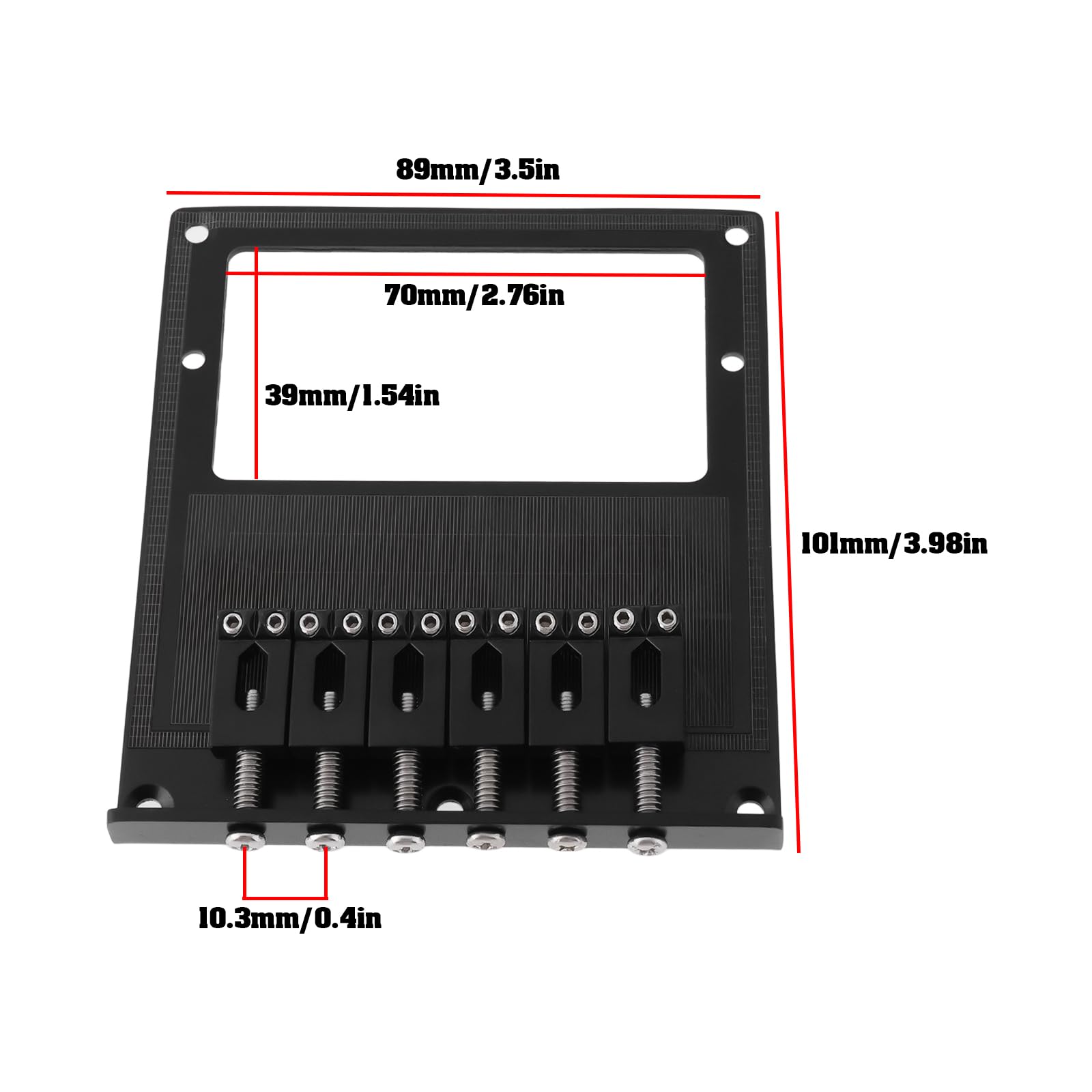Briny River Guitar Bridge 101 * 89mm Compatible with Telecaster Guitar Black Chrome - Image 4