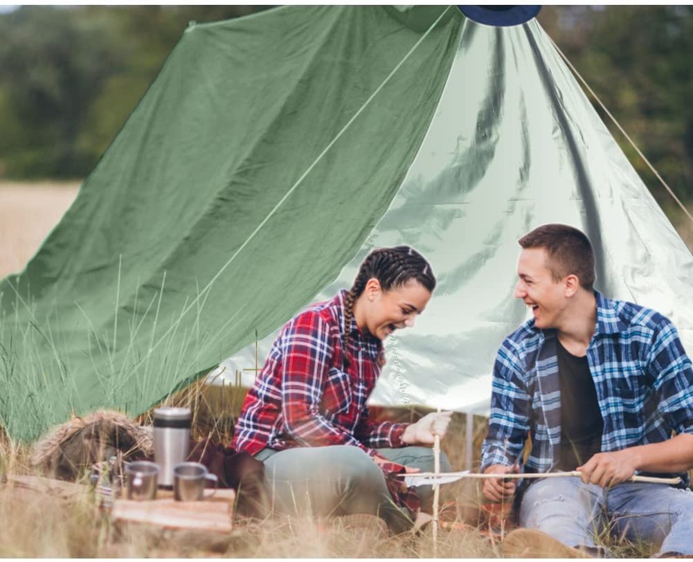 Bâche Tente Tapis de Sol Etanche Toile Imperméable Multifonction Pare- Protection UV Portable Léger pour Camping Randonnée Pique-Nique Plage en Plein Air (Couleur : Vert)