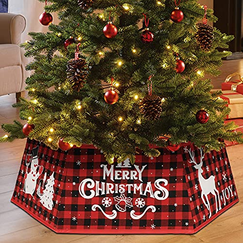 Ourwarm Christmas Tree Collar Buffalo Plaid Christmas Tree Ring, Hexagon Fabric Collapsible Tree Skirt With 6 Patterns For Christmas Xmas Holiday Tree Decorations #TOP11