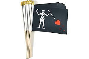 Pirate Edward Teach Blackbeard Stick Flag Small Hand Held Flags